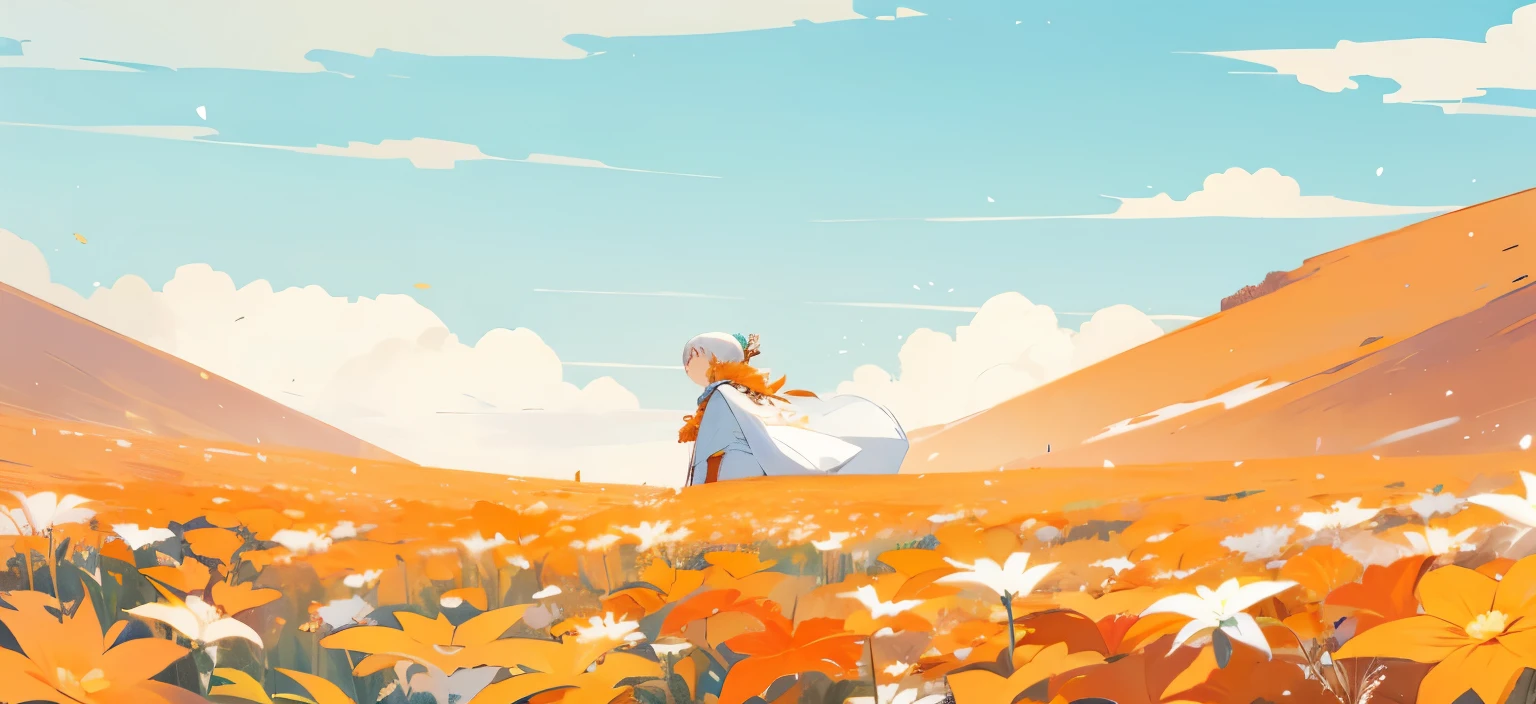 orange and white flowers。