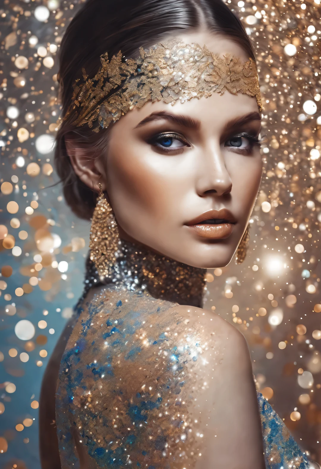 sparkling art style, portrait, Beautiful detailed