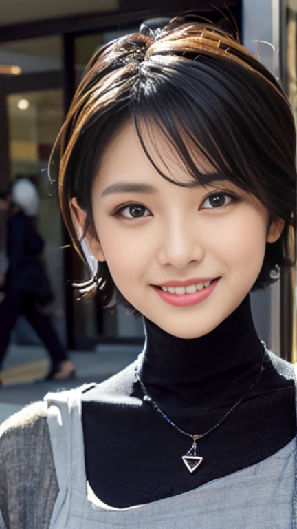Shortcuts, Black Hair, Simple Background, High resolution, Slanted Eyes, smiling,