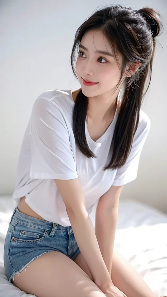 Dark brown hair、Light brown eyes、Japanese actress、 Lady、I am about 40 years old..、(Intricate details:1.2)、(Which one is on top??:1.4)、 (Ultra-high resolution:1.2)、Ultra-high resolution、(Finely tuned)、(Detailed facial features)、Hmph、8K resolution、D cup size breasts、Long Hair、The sunlight shines in、Terrace Cafe、Eat cake on the table、Extravagant space、relax、、,Full body photo、Head to toe shot、Beautiful legs、、Beautiful legs、A refreshing terrace cuff bathed in sunlight、she, (plant:0.8), Fashion Hub, Extreme Detail, Very detailed, Realistic, Hourglass-shaped body, Obscene pose,、、私 cry a lot、Please lift your chin、5 fingers each、Crop T-shirt、Denim pants、Sitting on a chair、Spread your legs、