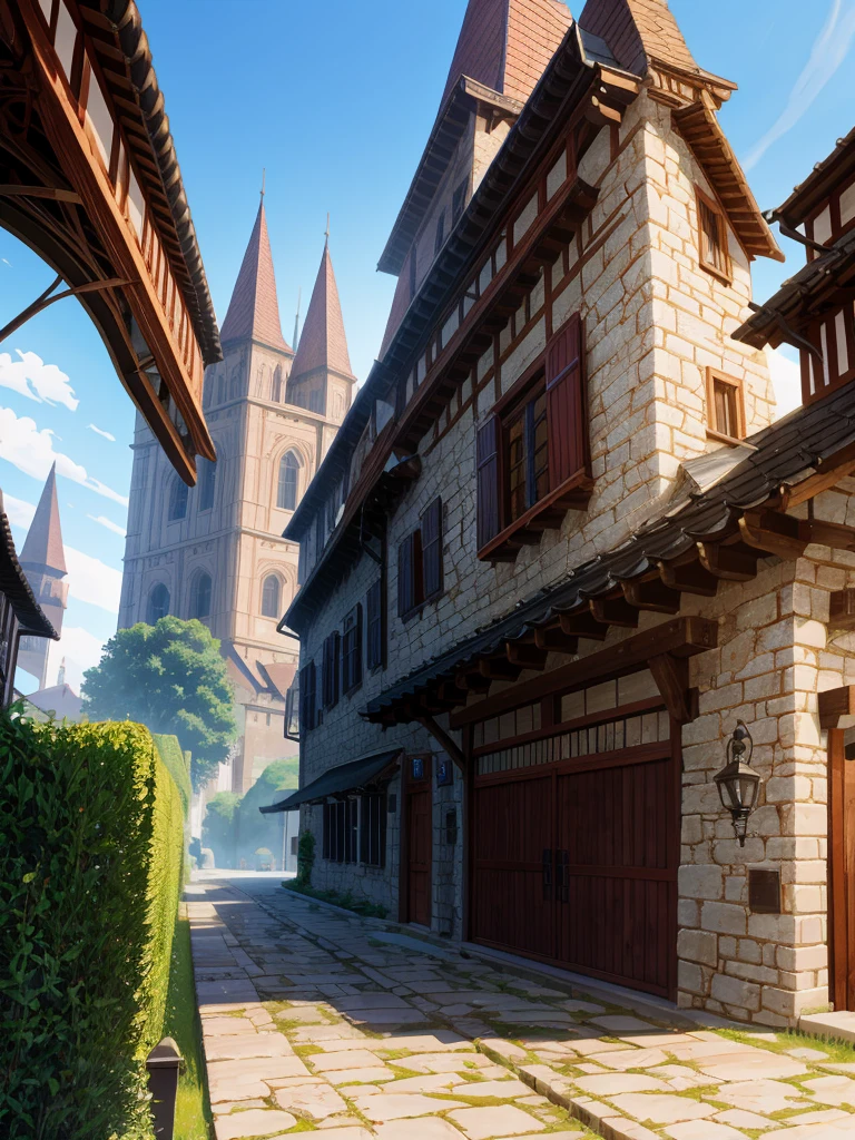 (((masterpiece、Highest image quality、highest quality、highly detailed unity 8kwallpaper)))、((fantasy、middle ages))、(A remote port town)、Old sailing ship