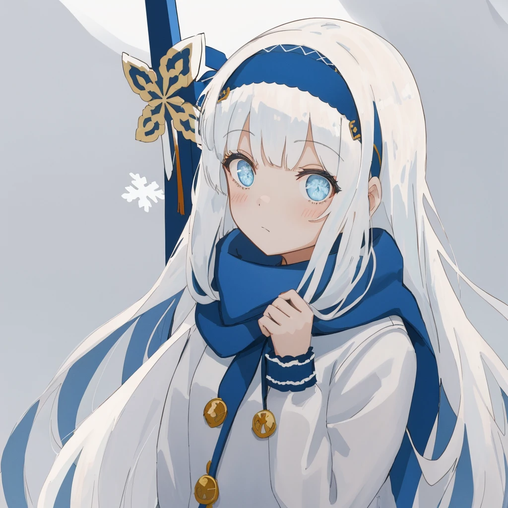 snow, 1 girl, long_hair, alone, superior_Body, hairband, hair_decoration,