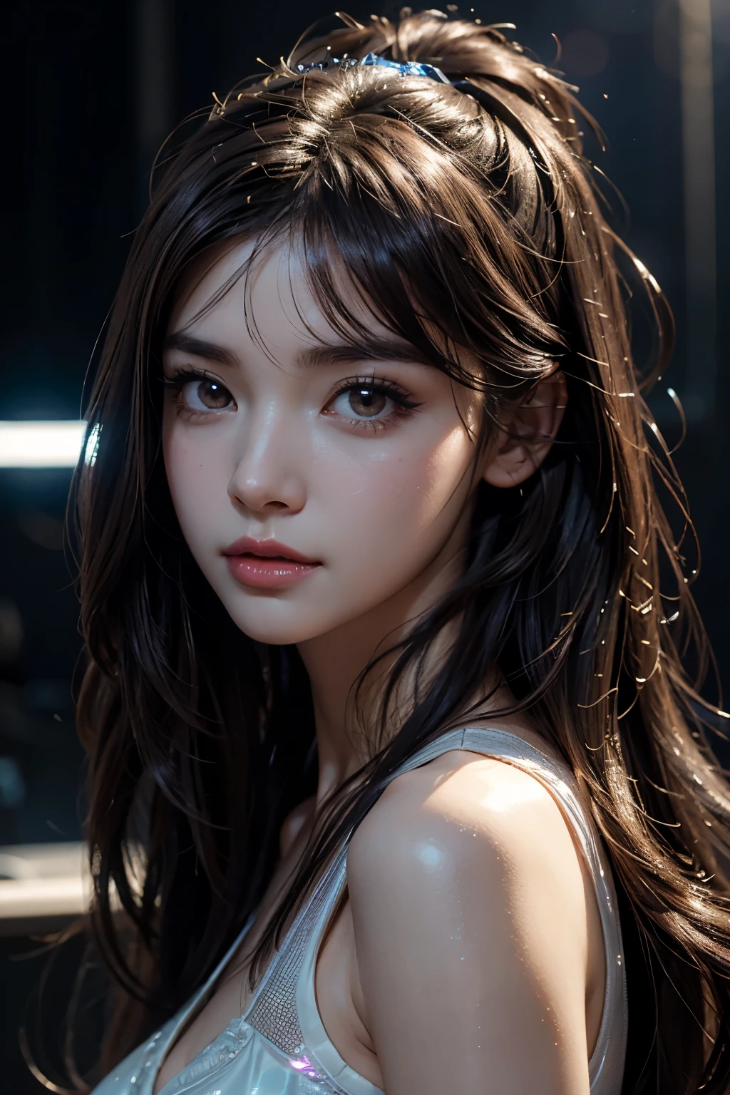 Image of Arafed with a girl in a white lace dress and notes by Leonardo da Vinci in the background, A stunningly young and elegant person, Magical Girl Portrait, Portrait of a Young Witch girl, Girl in steampunk clothes, Musician girl in lace clothes, Natalia Dyer, Dafne Keen, Portrait of a Young Witch, Has magical powers, Inspired by Irakli Nadar, Inspired by William Master Lockhart, Highest quality, detailed, detailed, Tabletop, high resolution、With a smile