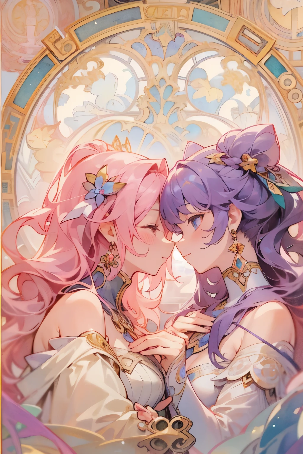 score_9, score_8_up, score_7_up, score_6_up, topaz and jade, 2girl, honkai, HSR, jade, topaz, jade x topaz, kissing
two different girls.
one girl topaz, white hair.
another girl jade.
Topaz kisses Jade
