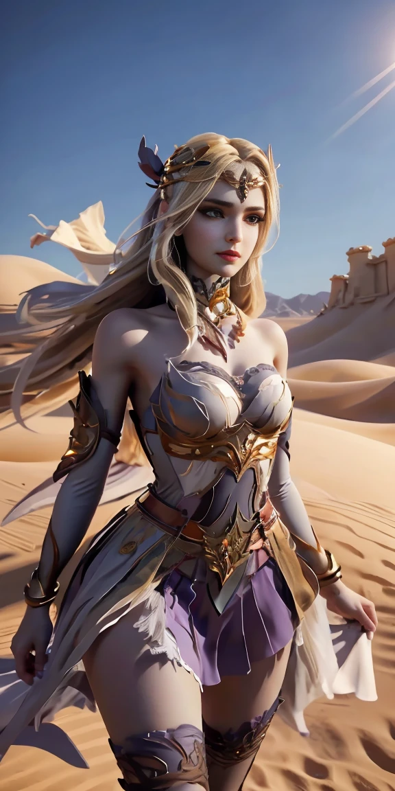(best quality,4K,8k,high resolution,masterpiece:1.2),Super detailed,(actual,photoactual,photo-actual:1.37),arab girl wearing arabic clothing,Gorgeous and vibrant patterns,Expressive eyes and charming smile,Traditional headscarf and jewelry,Smooth yet intricate designs on dresses and hijabs,Delicate embroidery and beading,Elegant posture and confident demeanor,Fantasy desert landscape as background,Sunlight casts a warm glow on the scene,Artistic and colorful depictions,portrait,Rich and earthy color palette,Lens flare effect,Beautiful sand dunes in the distance,Culture and tradition are intertwined,A fusion of modernity and tradition,A modern interpretation of Arabic fashion,Celebrate diversity and beauty,Refined and elegant style,Pay attention to cultural details,short skirt