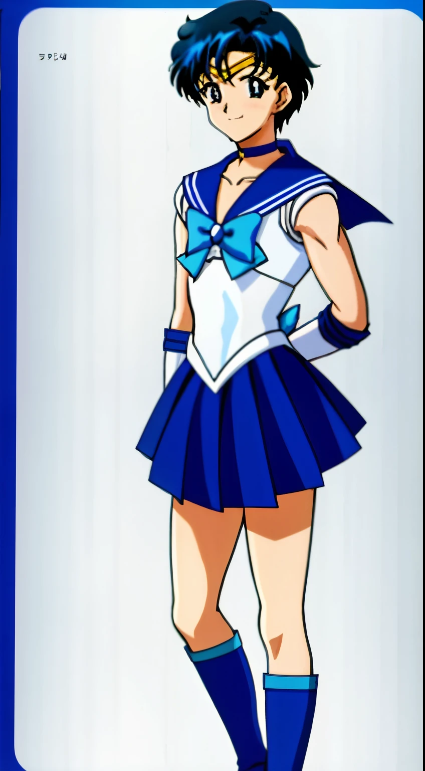 Top Quality Anime Art、masterpiece、high definition anime art、アニメstyle4K、High resolution、Sailor Senshi Uniform、anime boy、handsome boy、Junior high school boys、Ami Mizuno、gender change、sailor mercury、gender change(Girls to boys)、rating:safe、solo、blue sailor collar、Sky blue bow tie、Magical Boy、blue choker、Very short blue-haired boy、jewelry、skirt、earrings、white gloves、elbow bag、bow、Masculinization、Blue knee boots、Blue Heeled Boots、blue skirt、circlet、Blue-eyed boy、back_bow、Muscular and strong、white leotard、high leg leotard、white dress、Boy with very short black hair、blue_bow、sky blue_bow、white_bow、Strong muscles、Boy standing、smile、mini skirt、pleated skirt、muscular man、photo、Bare shoulders、bare legs、レトロなanime boy、an retro anime image、cell shaded anime、Hymns to the King as a Prince、Full body close-up shot、anime dick、soft lighting、male focus、(1990s(style):0.9)、

