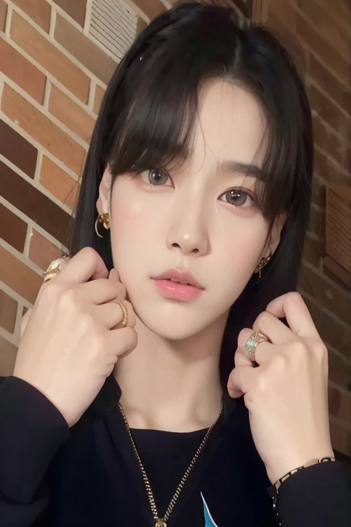 un primer pl??? de una persona que llevaba una camisa negra y un collar, fotorrealista!!!!!!! Estilo de Arte, arte realistastyle, realism artistic style, kpop idol portrait, inspirado en Bian Shoumin, Retrato NFT, retrato de jossi de blackpink, [ arte digital ]!!, cai xukun, kim doyoung, arte realista, inspirado en jeonseok lee