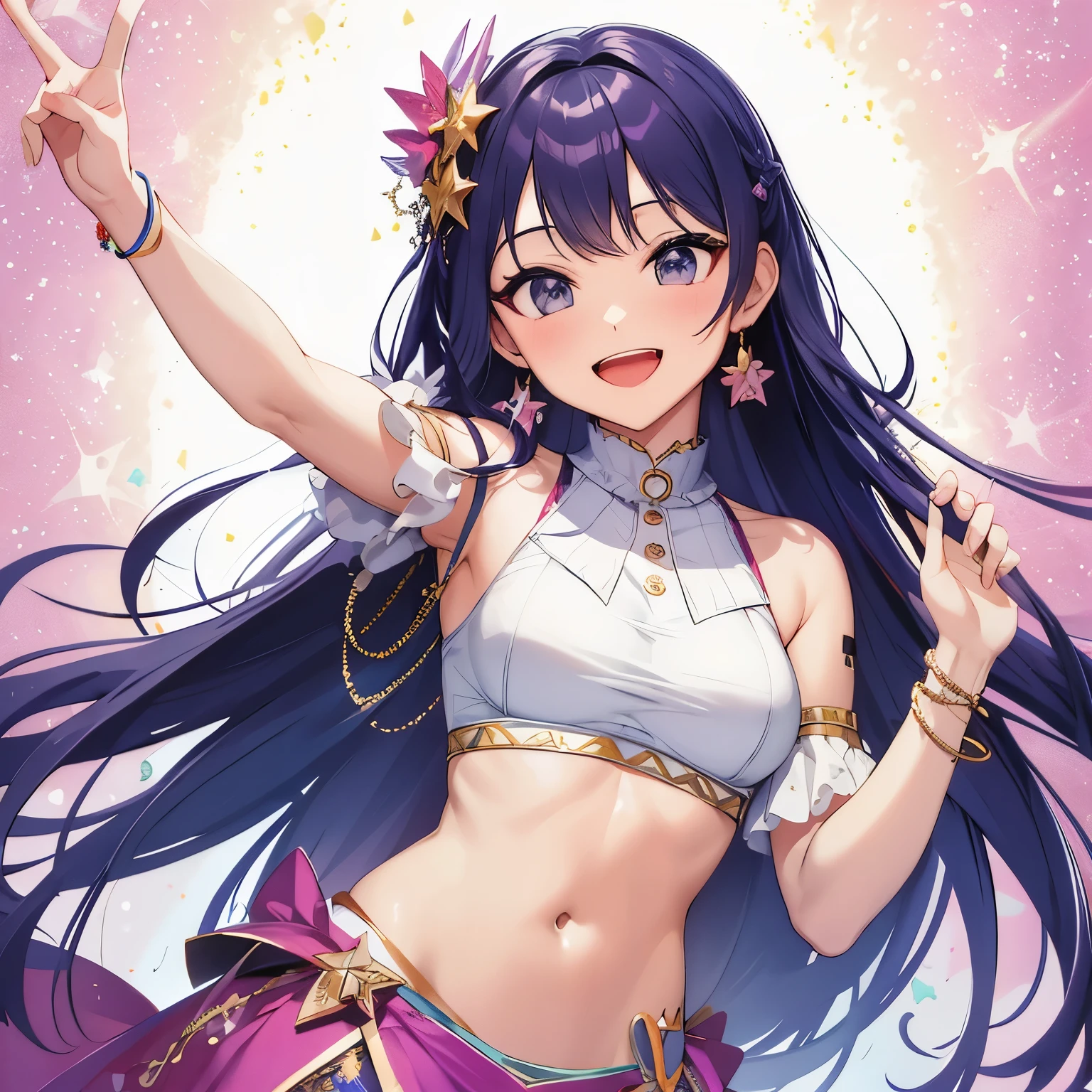 gray hair、idol uniform