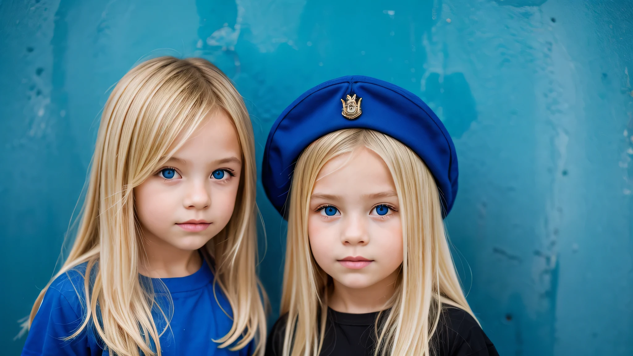 a close-up of a blonde child with long hair and a black hat with a star, URSS, boina preta com uma estrela vermelha, Russo, pele, soviete, Boinas, soviet style, SOVIET UNION, Russia, kalap, eslavo, boina preta, 1972 soviético, CCCP, plush