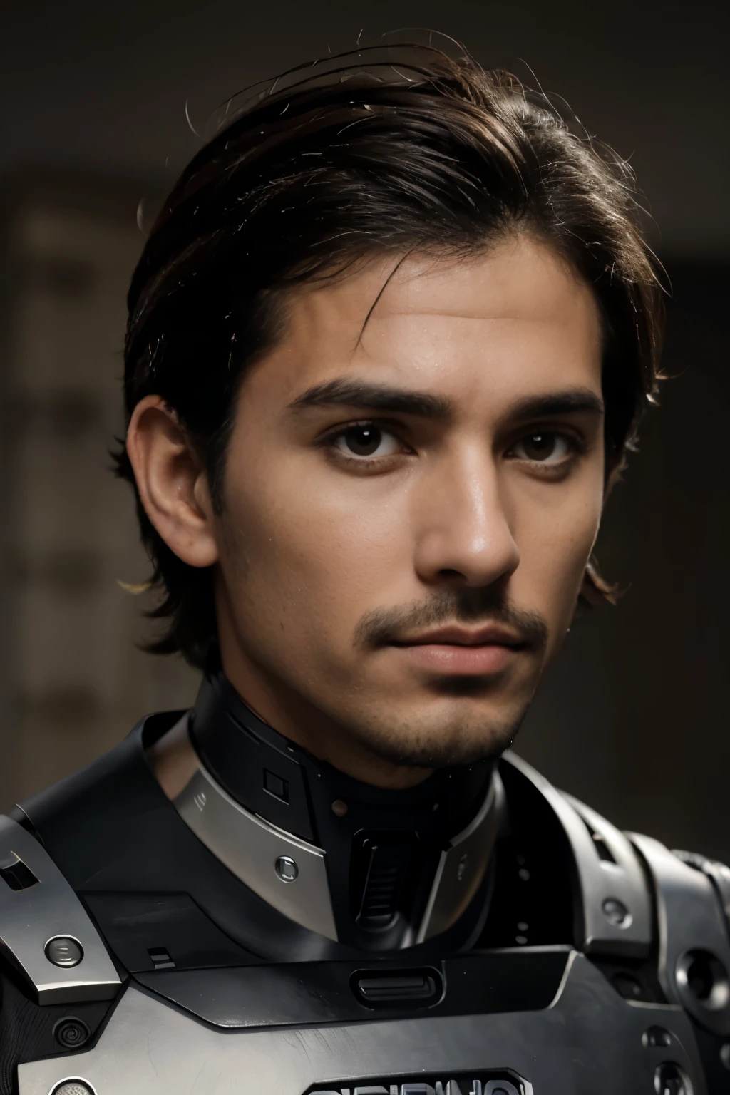 Mejor calidad, obra maestra,retrato, plano corto, portrait, ultra high resolution, (fidelidad: 1.4), fotos, 1 Handsome short pelo rubio (((American hombre rubio cyborg )))), oscuro, oscuridad, lightning, Pathese, movie, ((hombre)), (cyborg, robot) Salvarte a ti mismo, Hombros anchos, pelo rubio, (((hombre))) robotic parts on the face
