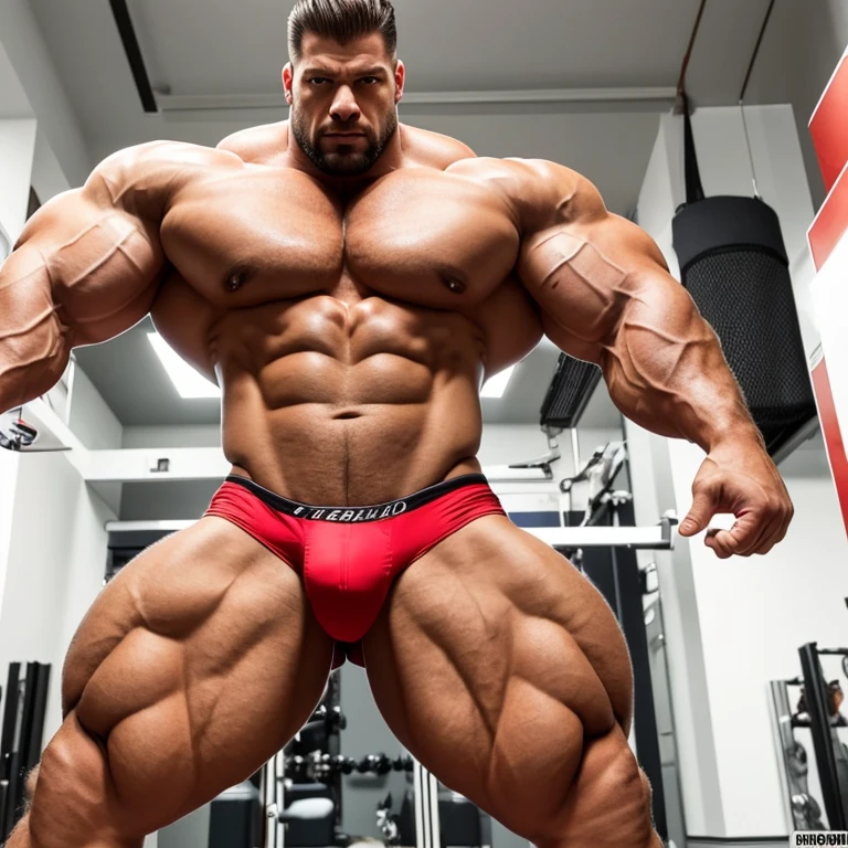 Zangief araffe man with purple shirt and tight blue pants with a large messy volume with obvious veins , with beard, Very beauthful. big muscles, big muscles, extremamente brawny, wearing purple undershirt, huge muscles, exaggeratedly large physique, big muscles, strong and imposing, huge muscles, muito brawny, huge shiny muscles, muito brawny, brawny, exaggerated muscular physique, big muscle, big biceps