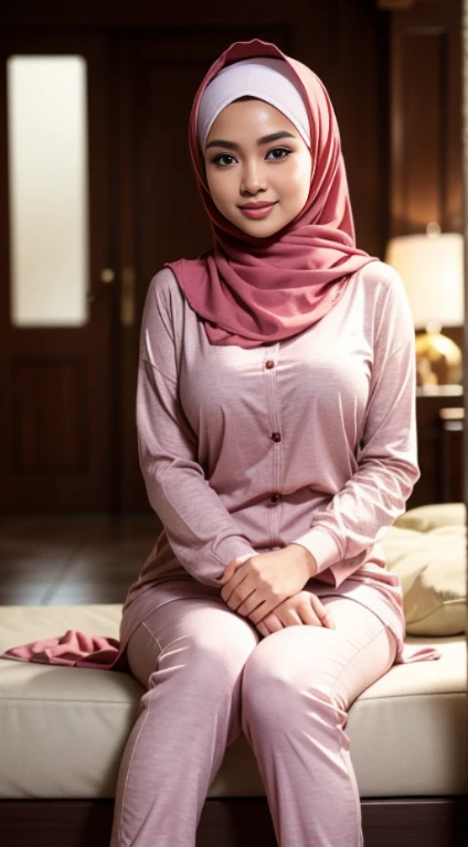 RAW, Best quality, high resolution, masterpiece: 1.3), beautiful Malay woman in hijab (iu:0.8),Best quality, high resolution, Masterpiece: 1.3, Beautiful hijabi malay girl, Masterpiece, Soft smile, Realistic, 1girl, charming eyes, glowing eyes, cut top, dress, parted lips, blush, night, sun, sun, big breasted girl, fashion outfit, sexy feminine,wear kebaya pink long neck, sitting in club, pullover, long pants, pink high heels, highres,4k,HDR,1girl, photorealistic, realistic,sweat skin, wet clothes, wet body, big breast, ((full body))soaked, full body picture(from head to feet), dripping, smiling at viewer,
