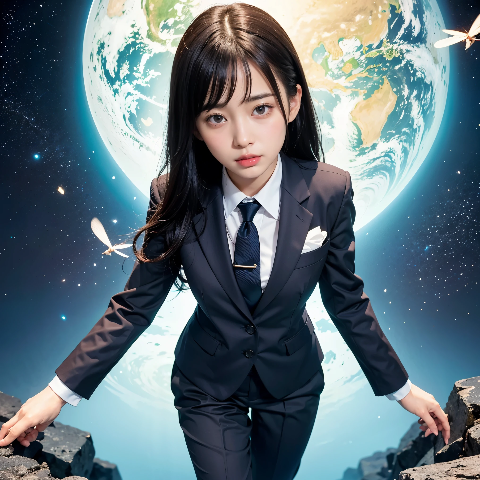 proud woman、surrounded by men、Plump、Shimenawa around neck、Hands and feet are tied to the beam with ropes、rampage、angry look、detailed face、fine hands、fine legs、(debris flies, highest quality:1.2), 8K, official art, chest、cute、wearing a suit、chestが見える、 planet, trending on cgstation, 太陽系外planet, official art, mar planet, Sakimi-chan, Five Fingers Photos'body of, Full body Esbian、beauty of suit、cool look、 (masterpiece) (highest quality) (become familiar with) (8K) (movie lighting) (sharp focus) (complicated)black hair、14 years old、小さいchest、laughter、incredibly stupid, (beautiful girl, cute face, turn back, gold ornaments in hair、wearing a suit、chestのクローズアップ, wearing a suit, short sleeve, gardenia, Viola family, space , looking at the viewer, film grain, chromatic aberration, オッパイsharp focus, face light, dynamic lighting, cinematic lighting, become familiar withな目と顔, (gray tie、1 part:1.2)