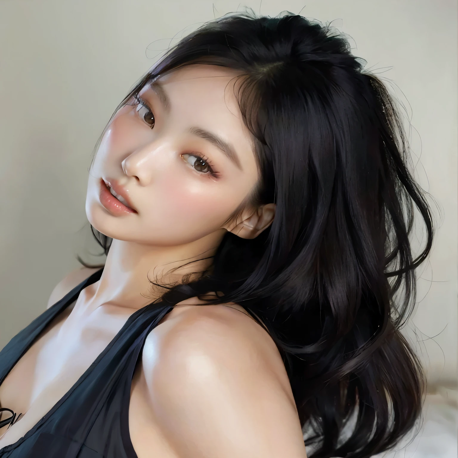 Un primer plano de una mujer con cabello largo y negro con una blusa negra, hermosa joven coreana, hermosa mujer surcoreana, beautiful asian girl, hermosa joven coreana, asian features, muchacha coreana, preciosa modelo china, beautiful asian woman, asian beautiful face, maquillaje coreano popular, hermosa cara de chicas japonesas, asian girl with long hair, japanese model, a young asian woman