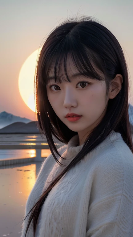 masterpiece, highest quality, ((Salt Flat)), 4K,8K,style,masterpiece, Create Japan Women, at night long charge, ((super detailed)), outdoor, night, nature, (performer, full moon), Shadow, contrast, sunny, (style, (film grain: 1.3), (warm shades, warm tones): 1.2), cinematic light, side lighting, ultra high resolution, (best shades), born, walk, poems,
