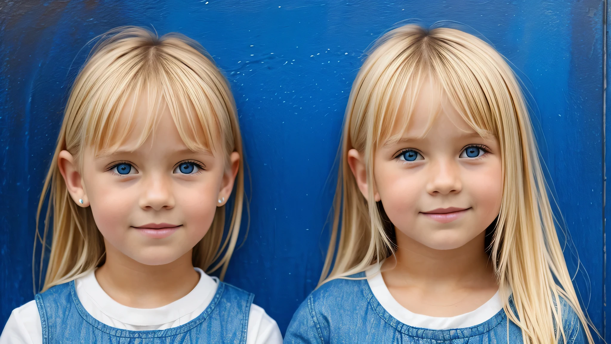 IN X BLUE OIL BACKGROUND , KIDS BLONDE portrait