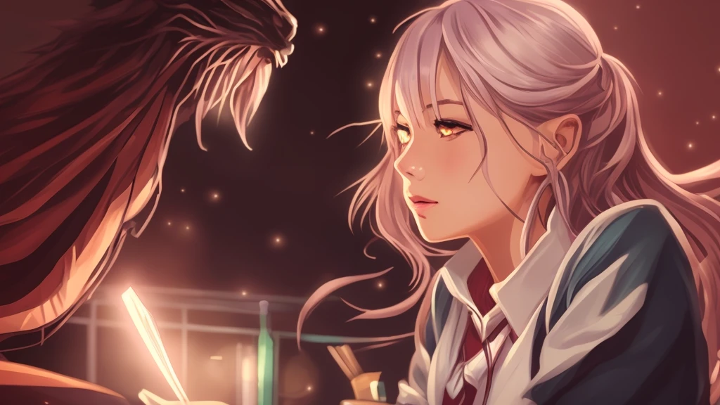 Anime girl writing a book with a dragon in the background, anime fantasy illustration, realistic fantasy illustration, anime art wallpaper 4k, anime art wallpaper 4k, anime art wallpaper 8k, RPG book portrait, digital anime illustration, fantasy art style, Fantasy RPG Book Illustration, fantasy book illustration, fantasy style anime, Role Playing Game Art, digital fantasy illustration