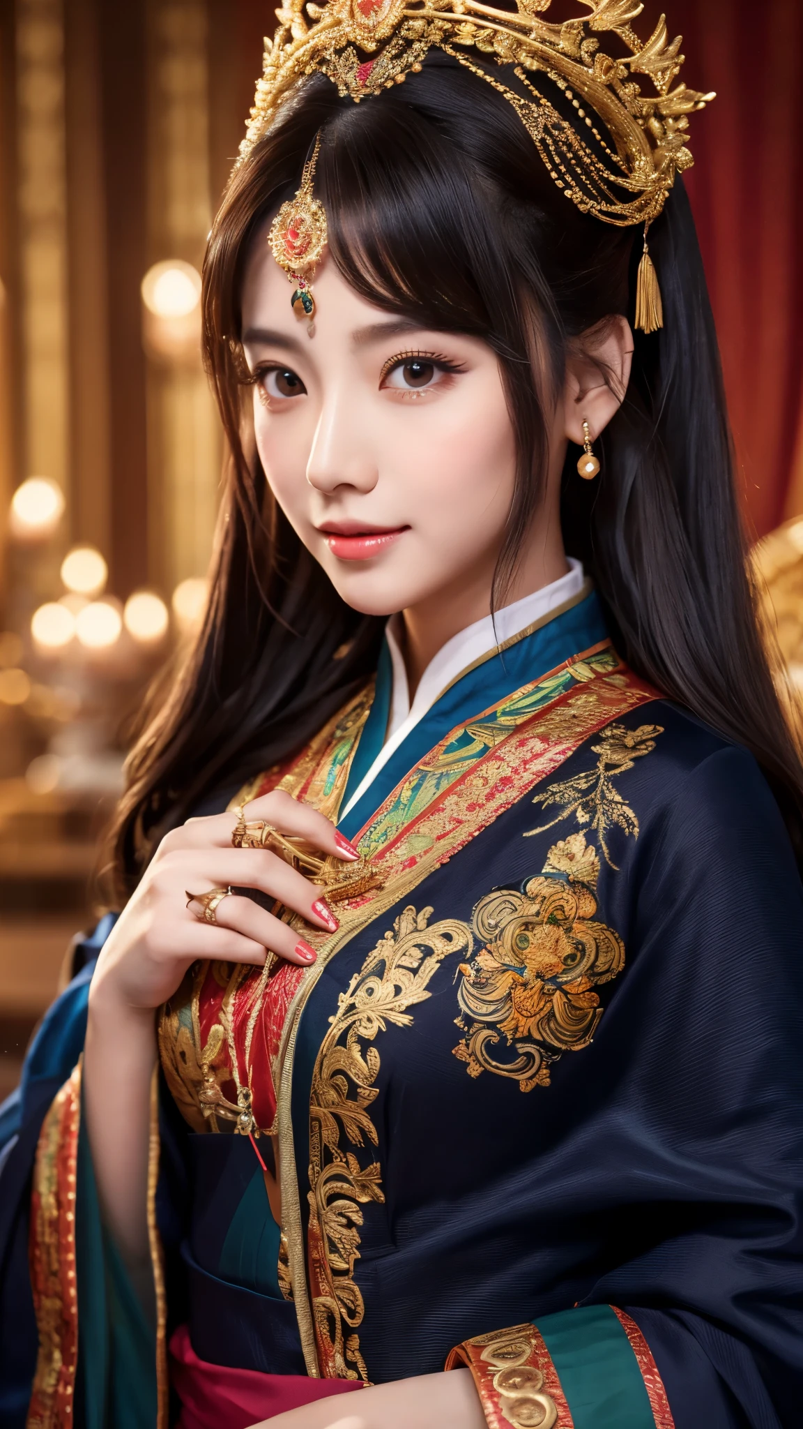 Close up shot,  looking at viewer, Chinese, 20-year-old, One of the three most beautiful women in the world, A beauty known all over the world,  (Black hair, beautiful lip), (middle breasts, slender whist, middle hip ) ,(Silk Yang Guifei, Chinese clothing、Royal clothing ),  (masterpiece, highest quality, High resolution, Photo realistic, sharp, RAW Photos, 8k wallpaper, perfection, Professional Lighting, Very detailed)


