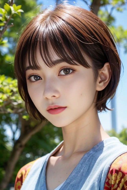 ((top-quality)),(masterpiece:1.4),Raw photography,8K,((Top image quality)), ((Top resolution)),Beautiful face in every detail,Very detailed,Gentle expression,(One lady:1.3 ),realisitic,photo realisitic,(Bery short hair:1.4),(Beautuful Women),(cute Japanese girls:1.3),(mannish),((Pretty Woman)),(Beautiful hair),((dark brown hair)),(((Red cheeks))),((Her eyes are big)),20-year-old beauty,(her face is small:1.7),small head,((long neck)),pale skin,Spot-free skin,With bangs,Everyone longs for,Japanese Beautuful Women,(eight heads tall), basketball uniform