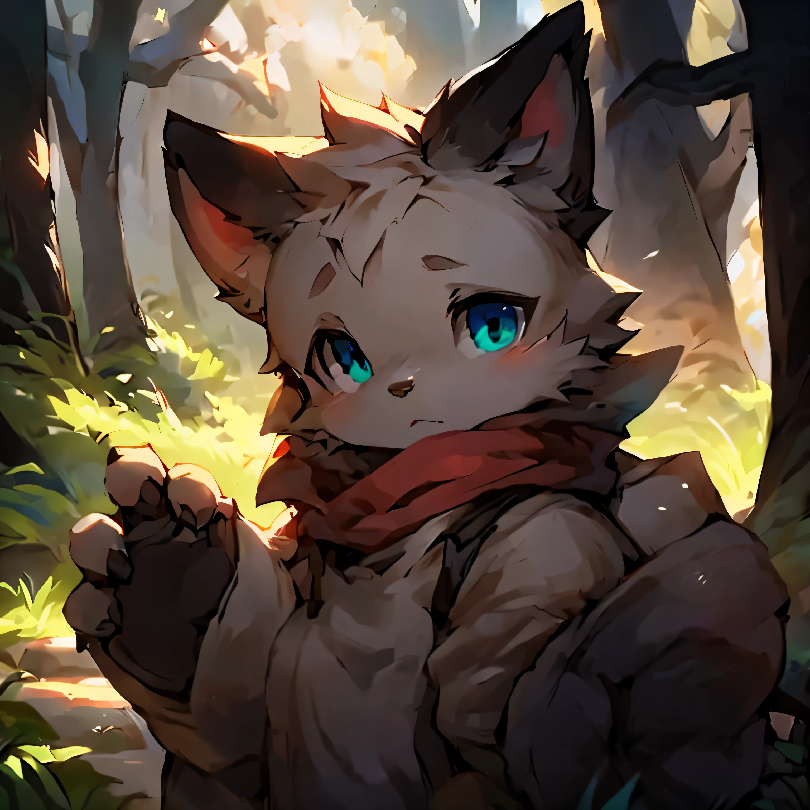 A curious male kitten pokes his head out of his cozy kennel in the forest. He has totally wHellote fur, bushy tail, 给你hairy大耳朵加油. He wears the blue adventurer's hat and scarf. Looking at the study in the dense forest，His eyes are bright，Surprised。。。。。, sunlight through the trees. Small birds fly nearby，A deer passes by in the distance. kitten very excited, Express wishes, Get ready to explore the outside world.There is only one character in the flames.cat alone.
Break anthropology,hairy,wild,(Digital media \(a work of art\):1.2),(Hello，It's notHellong,Ridiculous resources:1.2),perfect anatomy,anatomically correct,detailed,detailed face,detailed eyes,(realistic fur,detailed fur:1.25),detailed background,amazing background.
rest
(author：Puinki \(artist\):1.2),(author：Unreal Land,author：Kuroi Junmi,author：milkytiger1145,author：Morkey,author：Emolga 1,Through oocysts:1.2),(author：Xia Huaiting:0.8),(by Pino Deheni:0.8),(author：Sios SHelloru:0.8),(by Chun Ni:0.8).