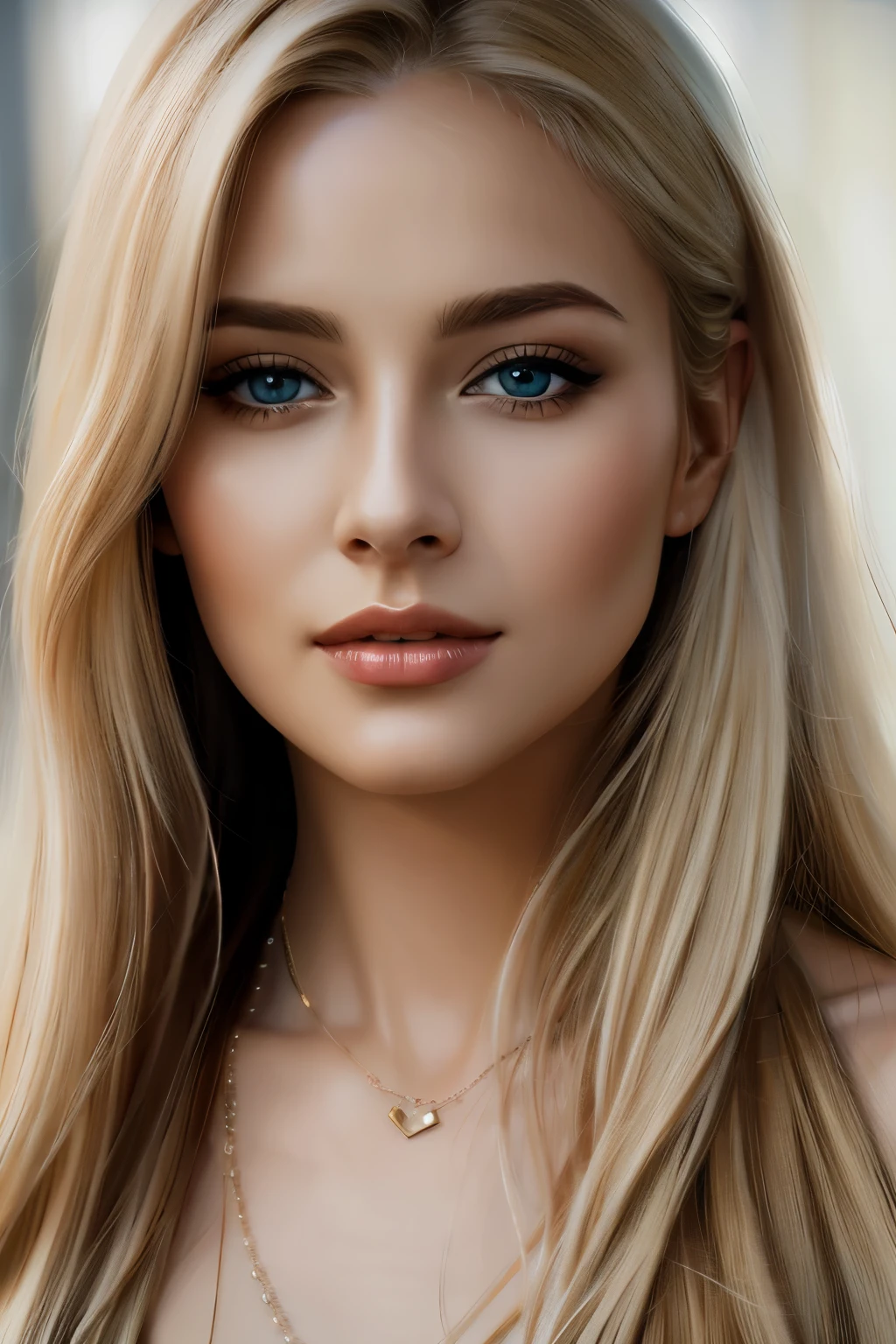 (Obra maestra, mejor calidad, photorealista, high resolution, Photography, :1.3), toma muy cercana, Sharp focus, 1 chica rubia, chica europea, hot model, ojos y pupilas muy detallados, realista skin, forma de cuerpo delgado, escote, cabello extremadamente detallado, cara delicada y sexy, mirada sensual, labios brillantes, exterior, ((realista, super realista, realism, realista detail))