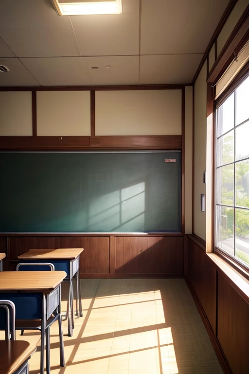 (best quality,4K,8k,high resolution,masterpiece:1.2),Super detailed,actual,Japanese cartoons,Classroom scenes,typical Japanese cartoons classroom, Classe escolar, Japanese cartoons still, Classroom with desks and large windows, traditional Classe escolarroom, Detailed desk, students in Japanese cartoons style, sunlight through window, bright colors, traditional Japanese cartoons art style, Japanese animation style, The atmosphere is lively.