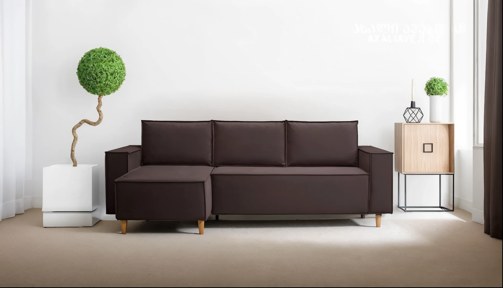 Dark brown sofa in the room