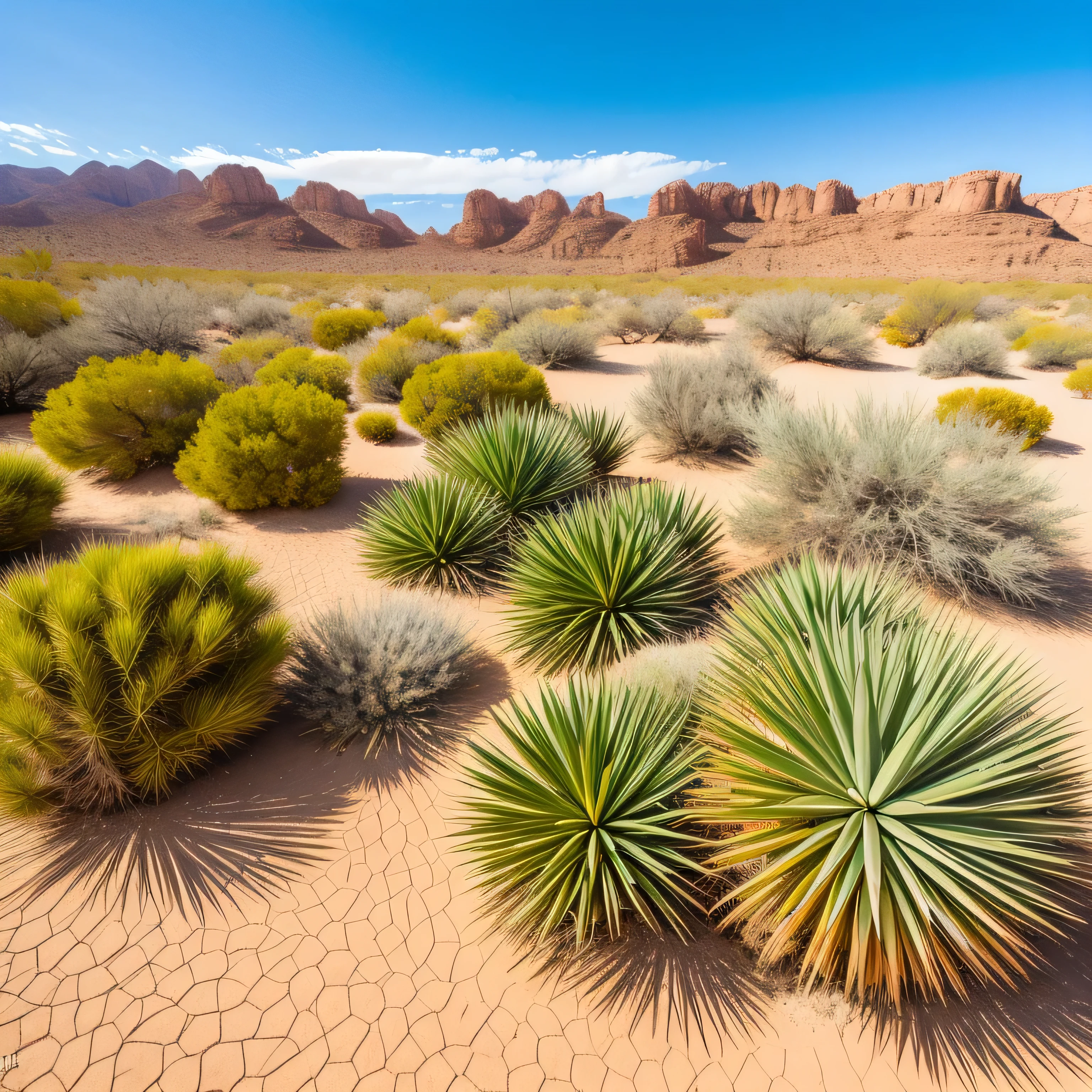 Photo brute, Desert landscape, oasis avec palmiers et eau, (rochers:1.2), 8k euh, DSLR, soft lighting, high quality, grain de film, Fujifilm XT3