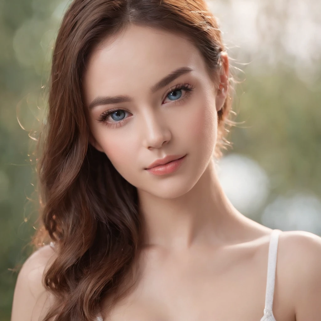 underwear chest photo,young french woman, ((Full body shot from head to toe)), alone, ((perfect hands, perfect feet, small ass, medium breasts, small head)), long hair, looking at the viewer, blue eyes, ((masterpiece)), ((white tight yoga pants:1.5),, ((camel toe:1.5)), at the gym, Are standing, blush, sexy pose, large wide chin, Small forehead, natural skin, dramatic lightning, intricate details, High resolution, unity 8k wallpaper, Super detailed, beautiful, masterpiece, highest quality, realistic, 85mm, f1.8, portrait, surreal, Super detailed, sunset lighting, high dynamic range, detailed background, complex and detailed face, long eyelashes, fine eyes, black eyeliner, (alone: 1.3),