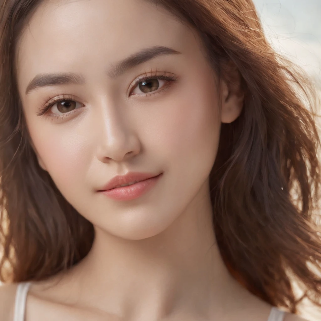 swimsuit,bikini,whole body,85mm, f1.8, (photo realistic:1.4), (hyper realistic:1.4), (realistic:1.3), (smoother lighting:1.05), (Improve the quality of cinematic lighting:0.9), 32K, 1 girl,18 year old girl, realisticlighting, Backlight, light shines on your face, ray tracing, (bright light:1.2), (Improvement of quality:1.4), (Highest quality realistic textured skin:1.4), detailed eyes, detailed face, (Tired, sleepy and happy), (smile:0), T-shirt,whole bodyの写真 (Enhance the mood of your body line:1.1), (Enhances the beauty of skin texture:1.1)
