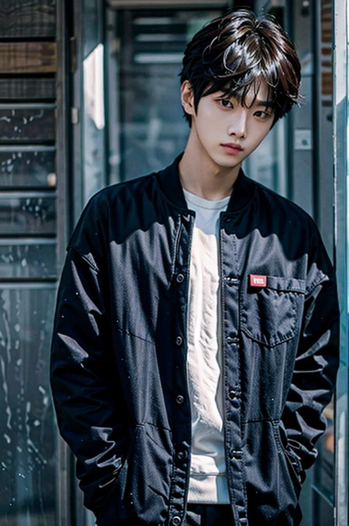 ulzzang man posing for a front photo not smiling