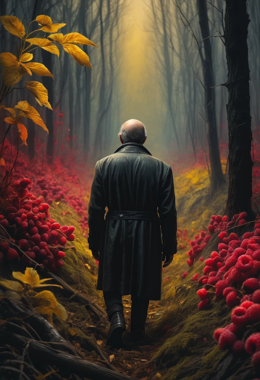 Hush baby, don't say a word Hush baby, don't say a word Don't lie on the edge. The little gray top will come And he will grab you by the side. He will drag you into the forest Under a raspberry bush. A beautiful cinematic impressionistic painting. Gloomy creepy with a red and yellow hellish look, in the style of Jeremy Mann and Charles Dana Gibson, Mark Demsteader, Paula Headley, Perfect Composition, Beautiful Detailed Insanely Detailed Octane Render, Trending on Artstation, 8k Fine Art Photography, Photorealistic Concept Art, Software Natural Volume Cinematic Perfect Light, Chiaroscuro, Award Winning Photography, Masterpiece, Oil on Canvas, Raphael, Caravaggio, Greg Rutkowski, Beeple, Beksinski, Giger, Ultra HD, realistic, vibrant colors, high detail, UHD drawing, pen and ink, perfect composition, beautiful detailed complex insanely detailed octane rendering, artstation trends, 8k art photography, photorealistic concept -art, soft natural volumetric cinematic perfect light