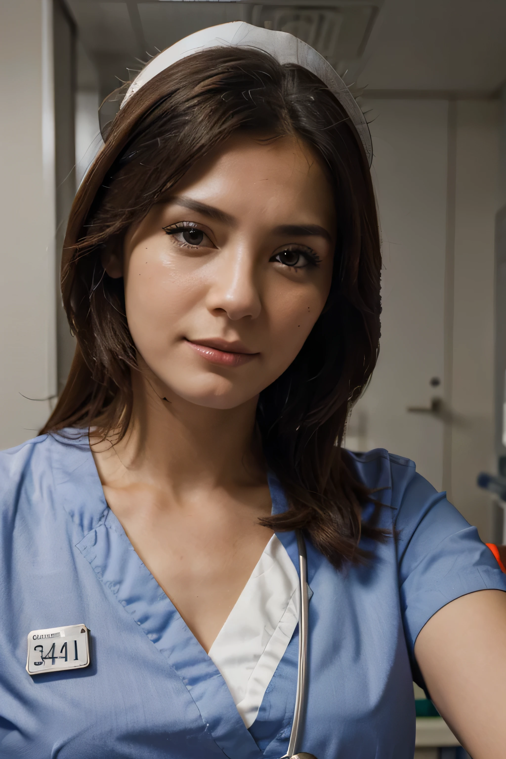    Medium shot female nurse at hospital, realistic 8K