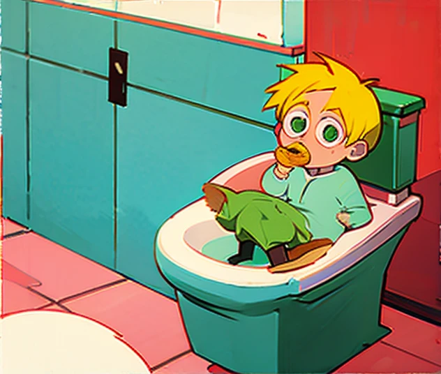 Butters Stotch sitting on Toilet eating Poop Tacos