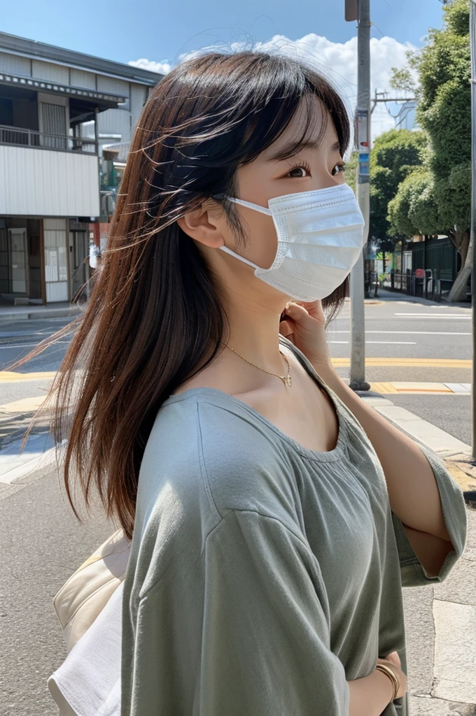 Japanese woman wearing a mask