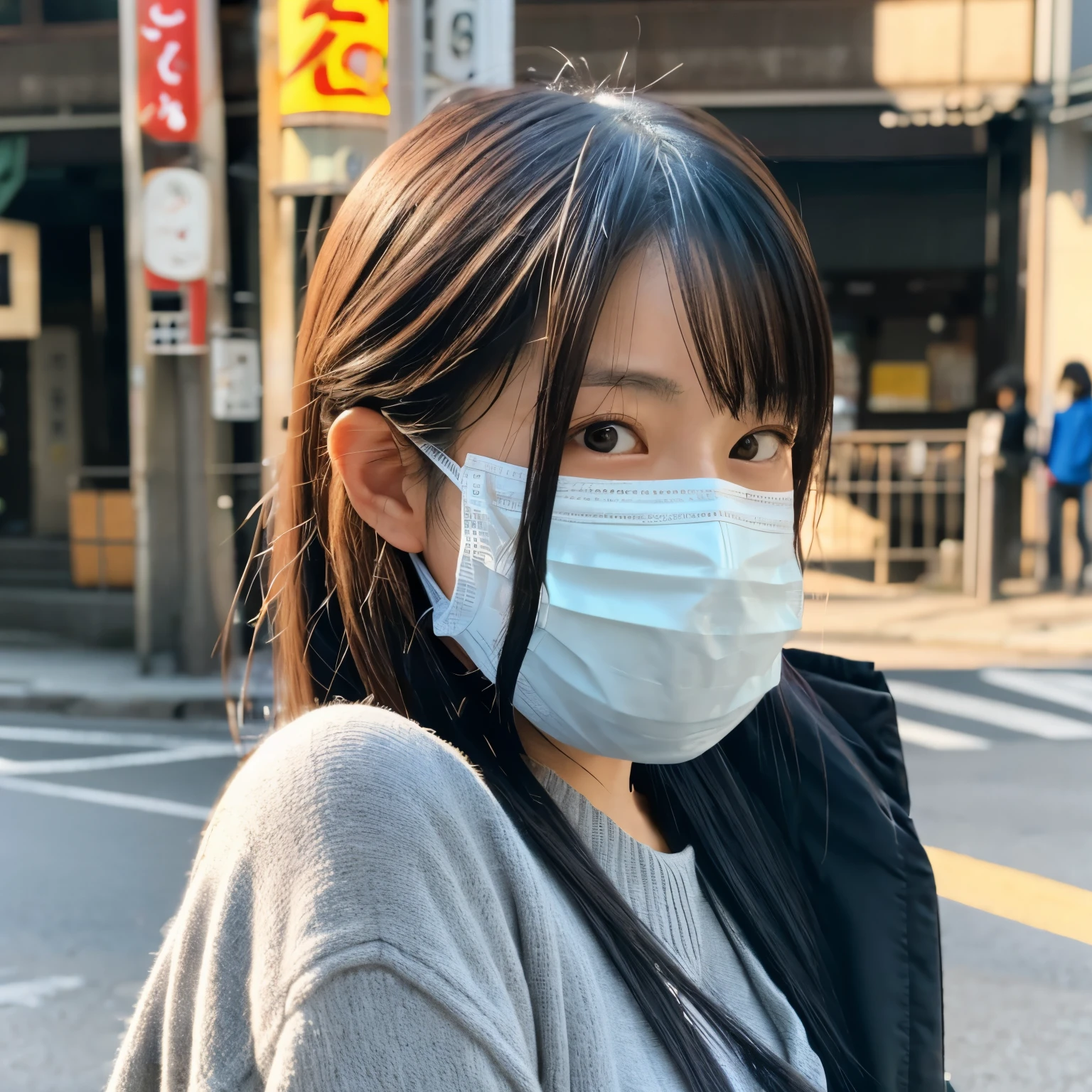 Japanese woman wearing a mask