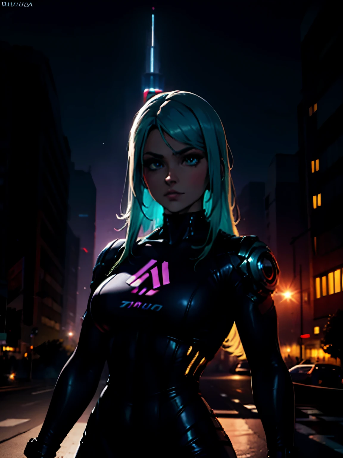 (obra de arte), melhor qualidade, ultra high resolution,garotinha, cyberpunk 1girl voando acima da paisagem urbana deslumbrante ,capuz,cabelo azul,  estrelas cadentes em cor neon, cabelo muito comprido, fora do ombro, enfeite de cabelo de pena, neon colors, pisca, Stunning night sky, cinematic lighting, fotorrealista, pele realista, HDR,Olho de peixe