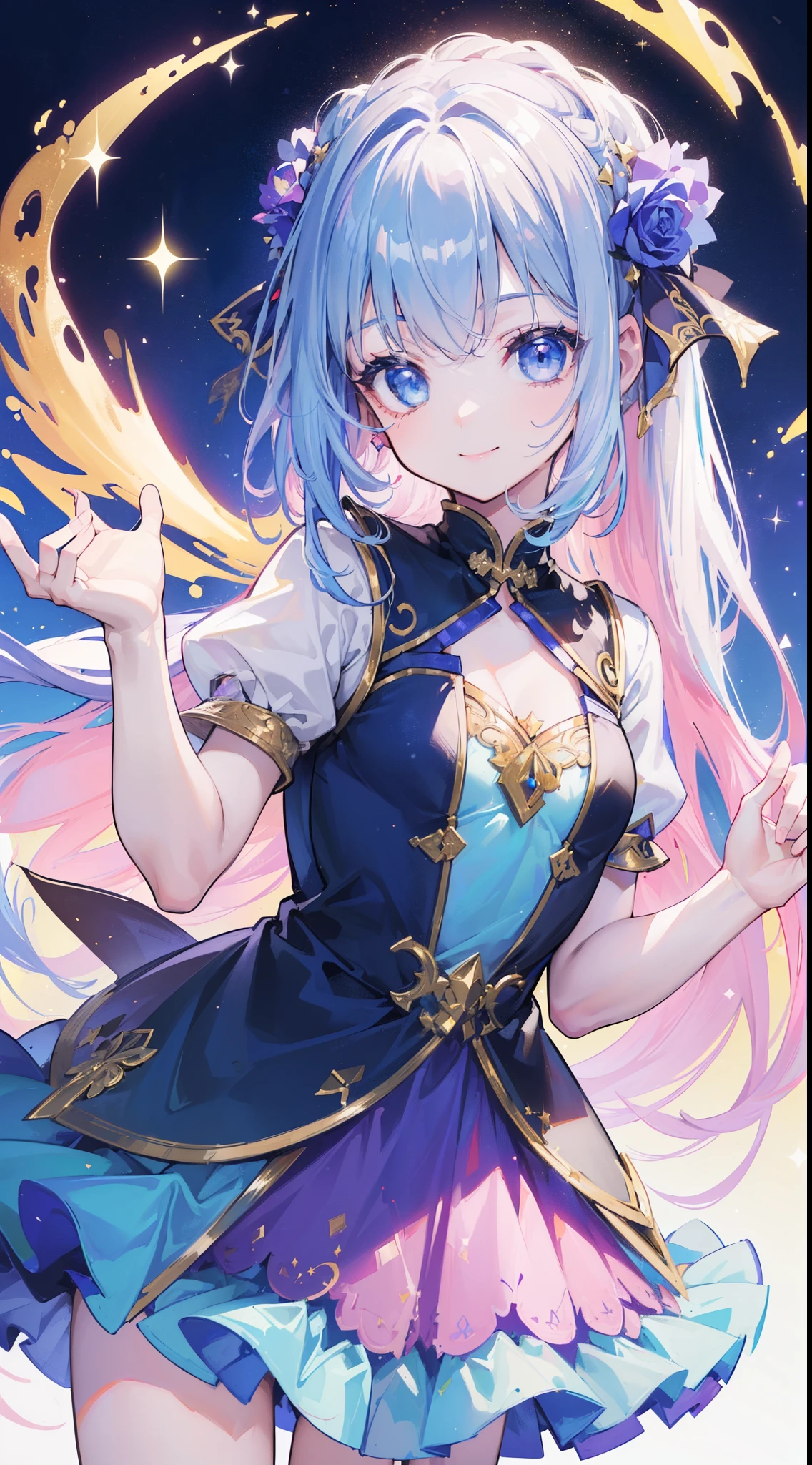 (((32k))), (16k), (8k), (4k), (((32k fantasy background))), (((Pretty girl))), (((cute girl))), (beautiful quality eyes), ((cute smile)), (((dress))), (((fantasy))), 