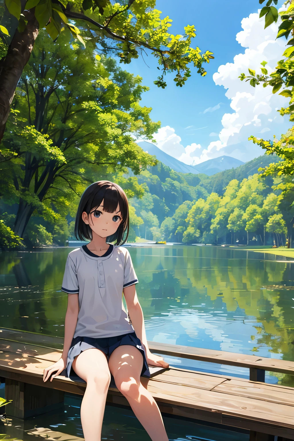 Masterpiece: 1.5, Realistic human image, Photorealistic: 1.2, Ultra-quality, Ultra-detailed, Perfect drawing, Animesque, Charming, Boy and Girl, Sitting, Near lake, Under tree, Beautiful natural surroundings, Detailed facial features and eyes, Clear faces, Emotional: sad expression for the girl, Realistic clothing, Casual attire for both, Boat or rowing equipment nearby, Sunlight filtering through the leaves, Reflection of the tree and surroundings in the lake.