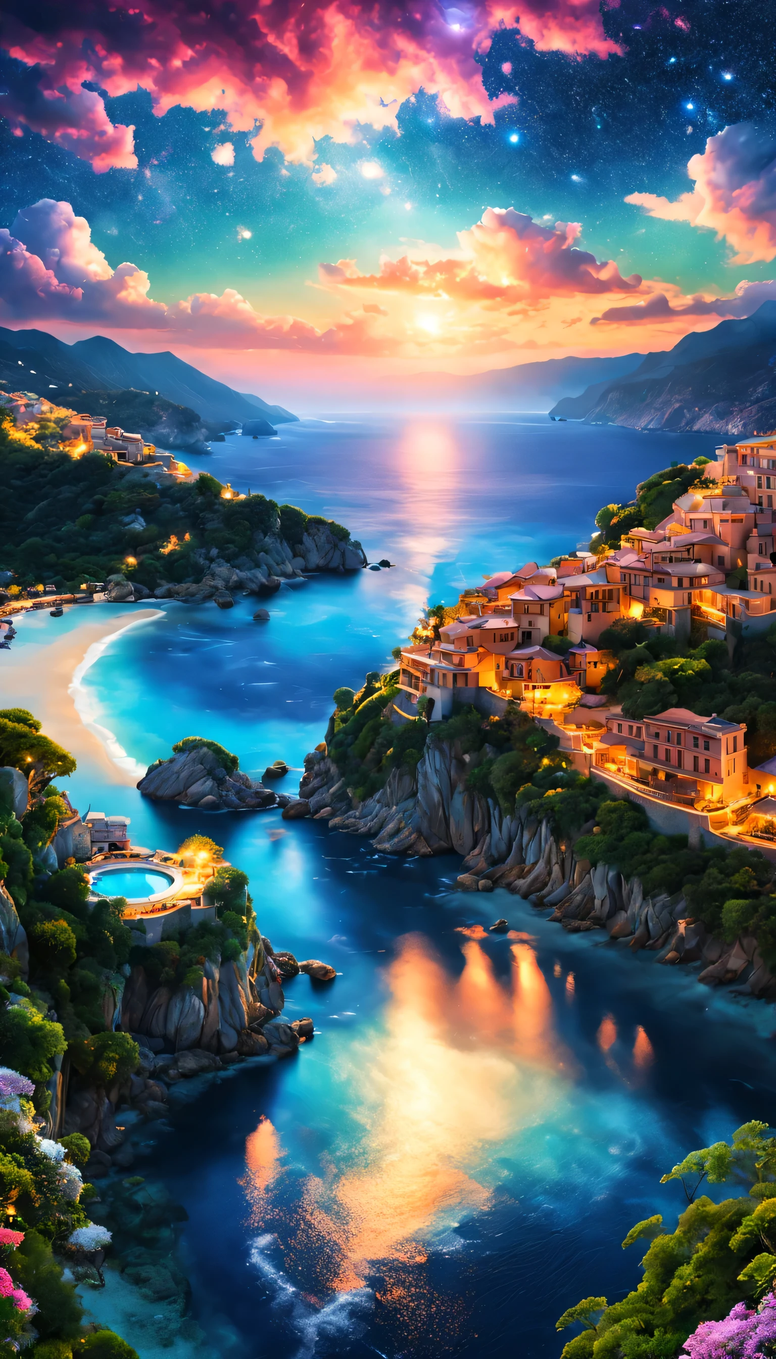 Highestのリゾート地の風景photograph,beautiful sea,高品質でwonderful家具:designer furniture,A beautiful sky spreads out,dream-like,summer,cloud,sky blue,Marine Blue,wonderful景色が広がります,Luxury Resorts,luxurious space,Velar,An environment surrounded by rich nature,Highestの時間をあなたに,Highest品質,photograph,structurally correct,perfect composition,広告用に撮影されたphotograph,beautiful light and shadow,Photographed by a professional photographer,Highestのリゾート地に選ばれた,rich colors,Cast colorful spells,be familiar with,fantastic,wonderful,South of France,light effect,Sparkling,reflection,night,night空,star,Highest