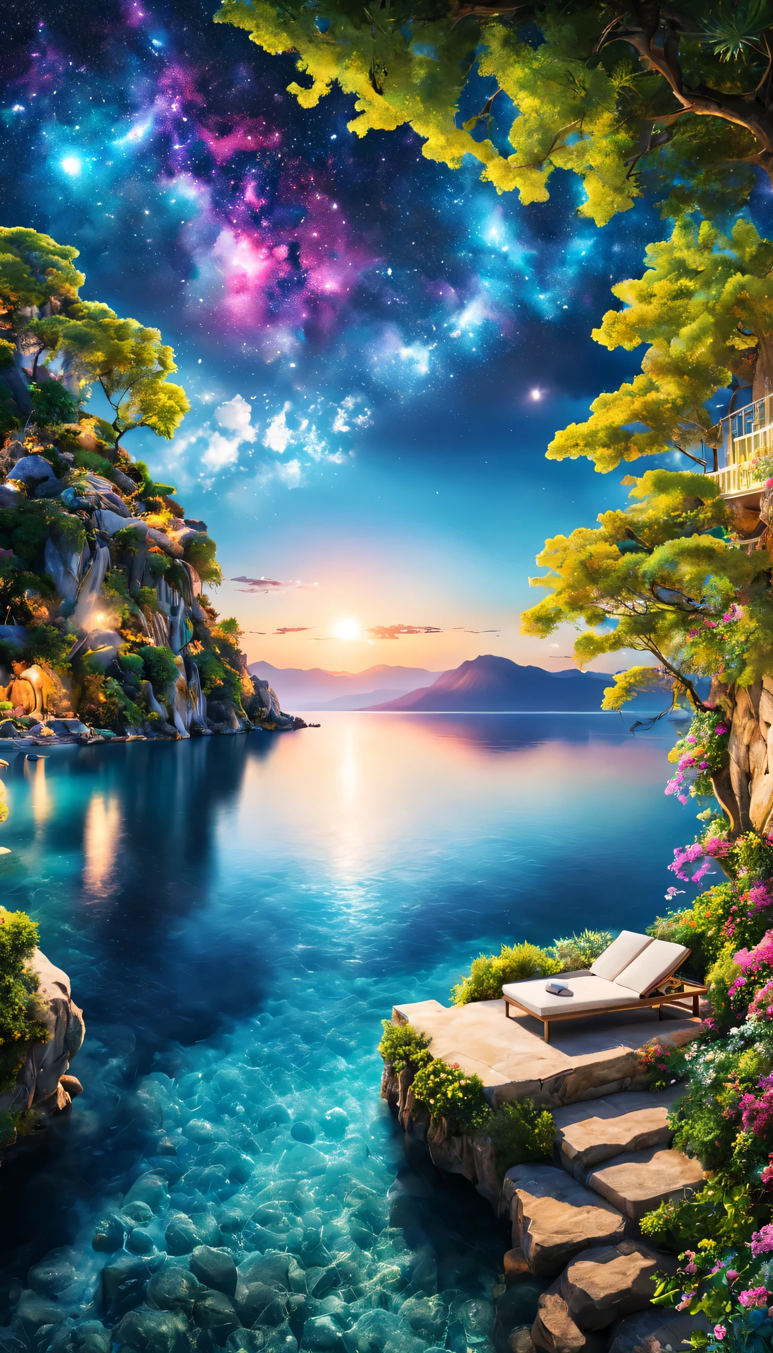 Highestのリゾート地の風景photograph,beautiful sea,高品質でwonderful家具:designer furniture,A beautiful sky spreads out,dream-like,summer,cloud,sky blue,Marine Blue,wonderful景色が広がります,Luxury Resorts,luxurious space,Velar,An environment surrounded by rich nature,Highestの時間をあなたに,Highest品質,photograph,structurally correct,perfect composition,広告用に撮影されたphotograph,beautiful light and shadow,Photographed by a professional photographer,Highestのリゾート地に選ばれた,rich colors,Cast colorful spells,be familiar with,fantastic,wonderful,South of France,light effect,Sparkling,reflection,night,night空,star,Highest