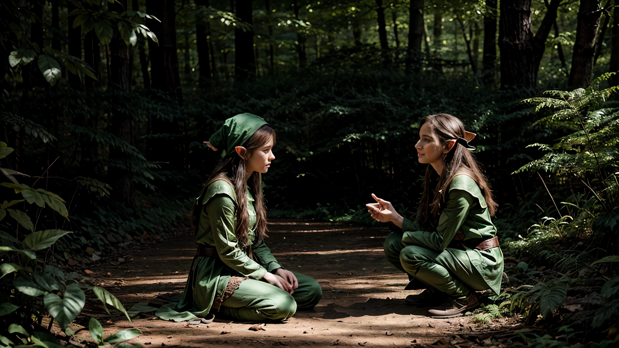 elf in the forest talking together