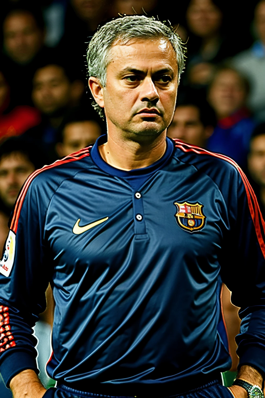 ((best quality)), ((masterpiece)), (detailed), Jose Mourinho as FC Barcelona coach during celebrating champions league win