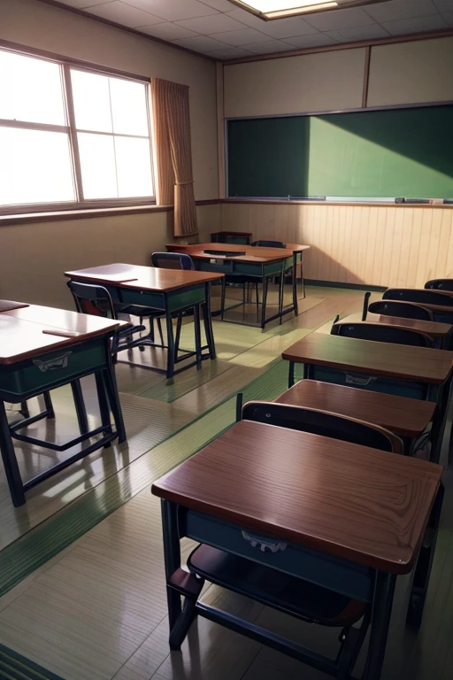(best quality,4K,8k,high resolution,masterpiece:1.2),Super detailed,actual,Japanese cartoons,Classroom scenes,typical Japanese cartoons classroom, Classe escolar, Japanese cartoons still, Classroom with desks and large windows, traditional Classe escolarroom, Detailed desk, students in Japanese cartoons style, sunlight through window, bright colors, traditional Japanese cartoons art style, Japanese animation style, The atmosphere is lively.