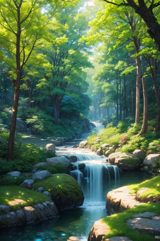 (best quality,4K,8k,high resolution,masterpiece:1.2),Super detailed,(actual,photoactual,photo-actual:1.37),Sunlight passing through leaves in the forest,Beautiful peaceful scene in anime style,beautiful anime scene,anime nature,anime movie background,Lush、Vibrant anime style 8K forest,anime scenery,colorful anime background,anime background,beautiful anime scenery,great magic tree,Studio Ghibli style sunny apartment,Today’s recommended anime is still,epic 8k HD anime shot,anime background art