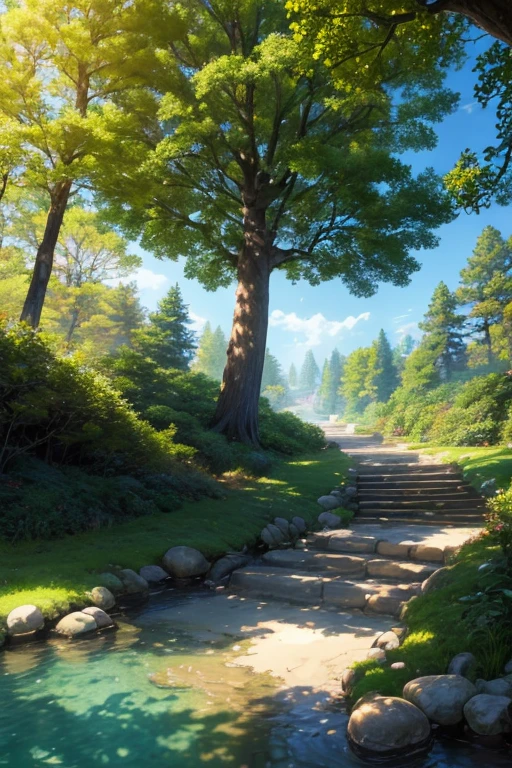 (best quality,4K,8k,high resolution,masterpiece:1.2),Super detailed,(actual,photoactual,photo-actual:1.37),Sunlight passing through leaves in the forest,Beautiful peaceful scene in anime style,beautiful anime scene,anime nature,anime movie background,Lush、Vibrant anime style 8K forest,anime scenery,colorful anime background,anime background,beautiful anime scenery,great magic tree,Studio Ghibli style sunny apartment,Today’s recommended anime is still,epic 8k HD anime shot,anime background art
