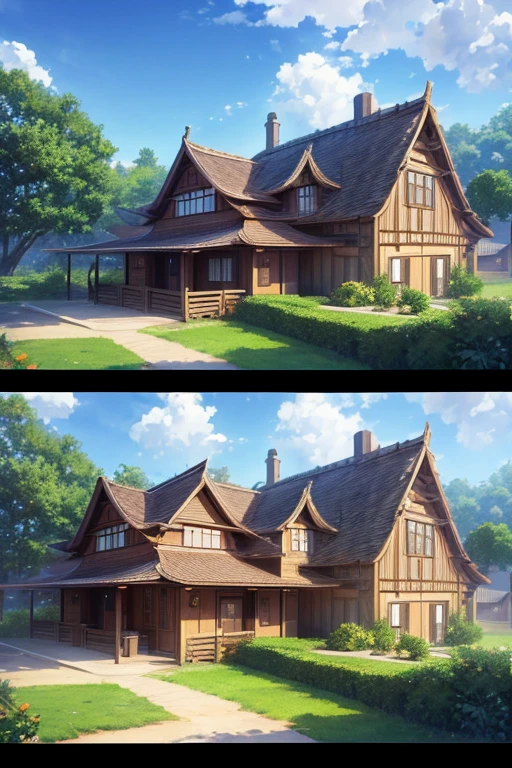 (best quality,4K,8k,high resolution,masterpiece:1.2),Super detailed,(actual,photoactual,photo-actual:1.37), anime style house, Thatched roof and large windows, popular Issei anime, Cozy multi-dimensional bistro, Screenshots from animated movies, Issei, Today’s recommended anime is still, Bustling magic town, Yurucamp anime, Screenshot from 2012 Times animation, Screenshots from anime movies, celebrity style anime.