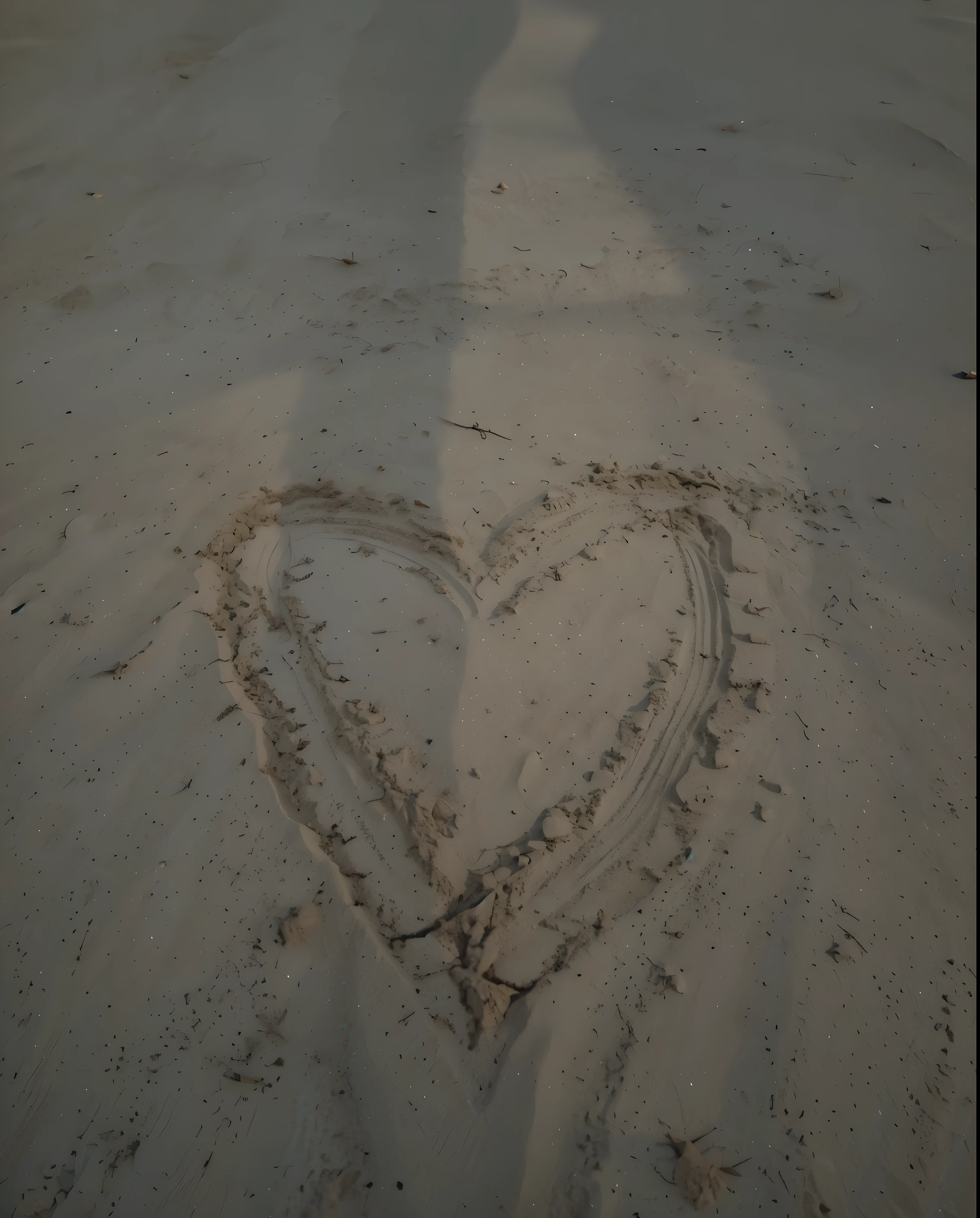 Heart drawn in the sand on a beach, realistic