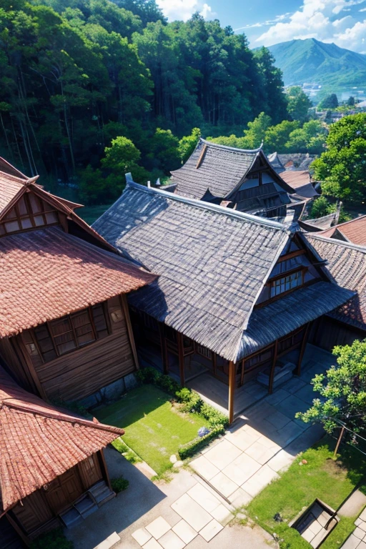 (best quality,4K,8K,high resolution,masterpiece:1.2),ultra-detailed,(realistic,photorealistic,photo-realistic:1.37), anime-style house with thatched roof and large windows, popular Kazuya anime, cozy multidimensional tavern, screenshot from an anime movie, Kazuya, anime recommended today, bustling magical town, Yurucamp anime, screenshot from anime in 2012, screen capture from an anime movie, celebrity-style anime.