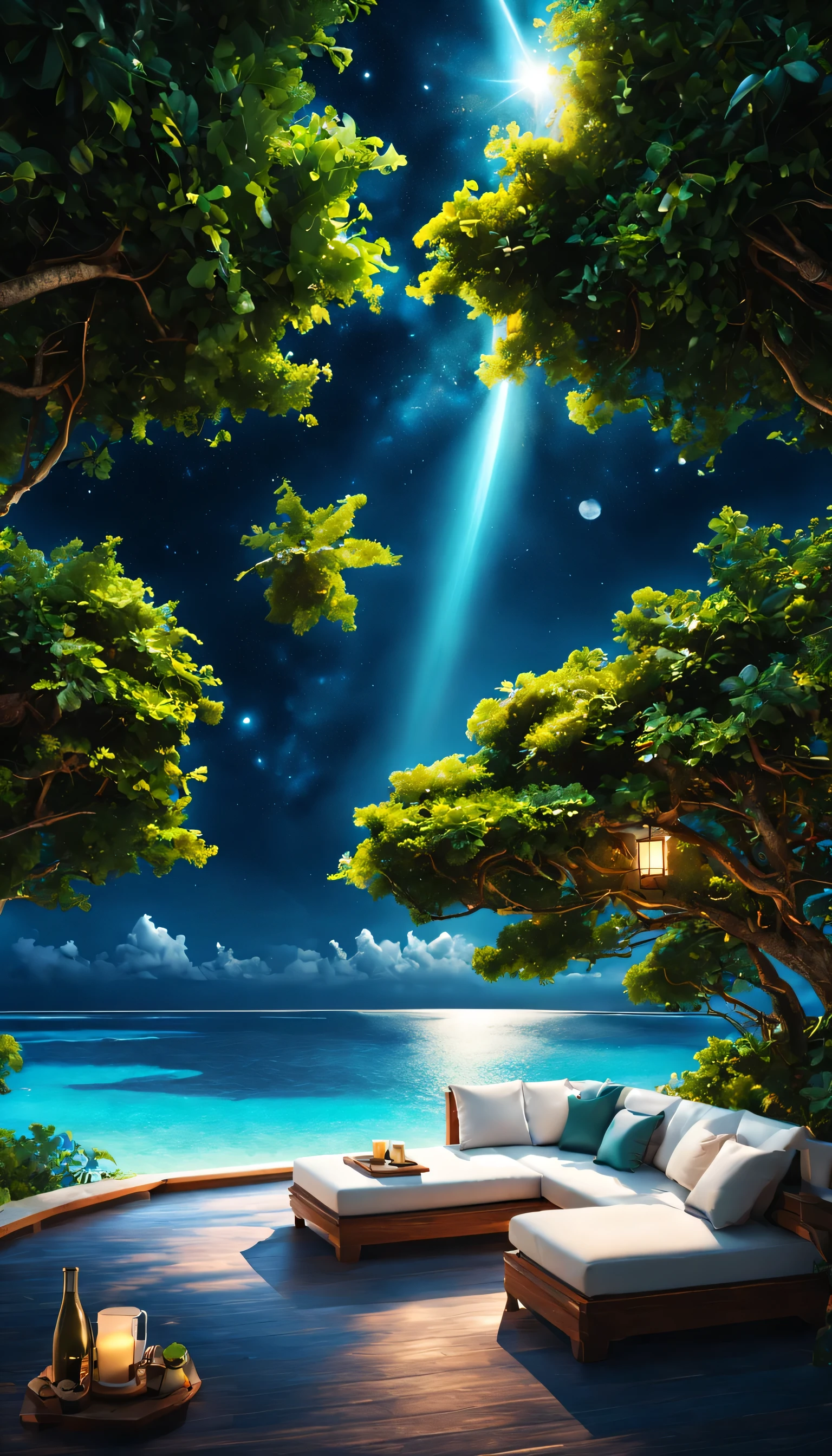 Highestのリゾート地の風景photograph,beautiful sea,高品質でwonderful家具:designer furniture,A beautiful sky spreads out,dream-like,summer,cloud,sky blue,Marine Blue,wonderful景色が広がります,Luxury Resorts,luxurious space,Velar,An environment surrounded by rich nature,Highestの時間をあなたに,Highest品質,photograph,structurally correct,perfect composition,広告用に撮影されたphotograph,beautiful light and shadow,Photographed by a professional photographer,Highestのリゾート地に選ばれた,rich colors,Cast colorful spells,be familiar with,fantastic,wonderful,maldives,light effect,Sparkling,reflection,night,night空,star,Highest